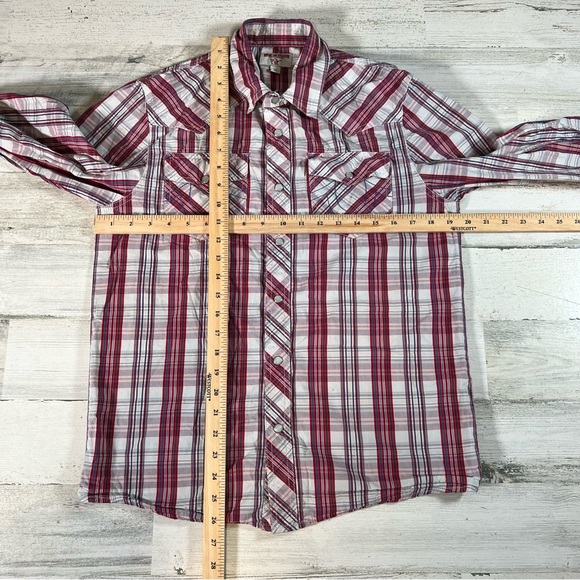 True Religion Men’s LS Western Pearl Snap Shirt Red/White Size Small Rockabilly - Picture 6 of 9